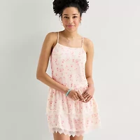 Arizona Womens Sleeveless Juniors Floral Babydoll Dress