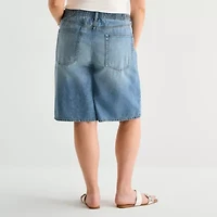 Arizona Womens 12" Mid Rise Juniors Plus Denim Short
