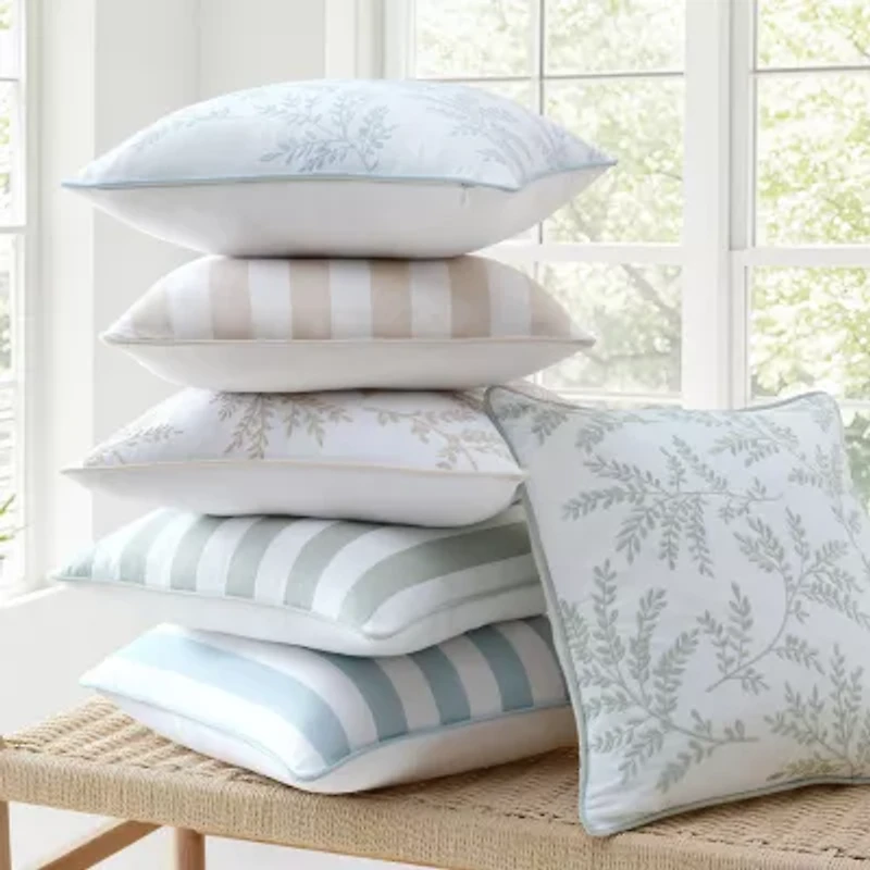 Martha Stewart Murray Leaves Embroidered 18x18 Square Throw Pillow