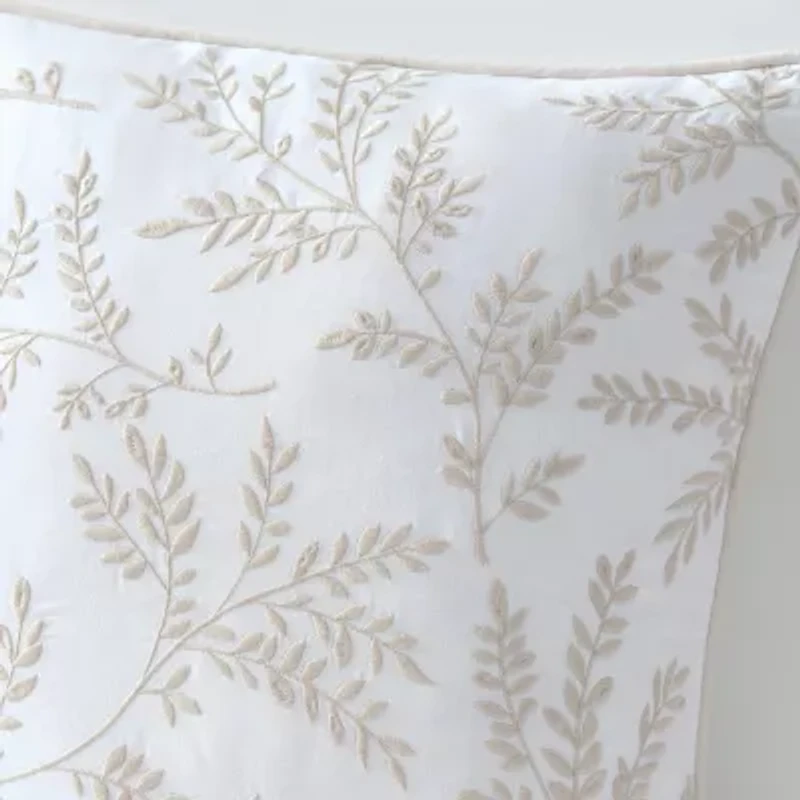 Martha Stewart Murray Leaves Embroidered 18x18 Square Throw Pillow