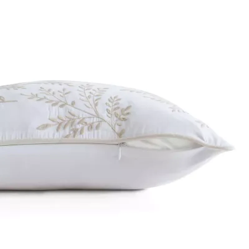 Martha Stewart Murray Leaves Embroidered 18x18 Square Throw Pillow