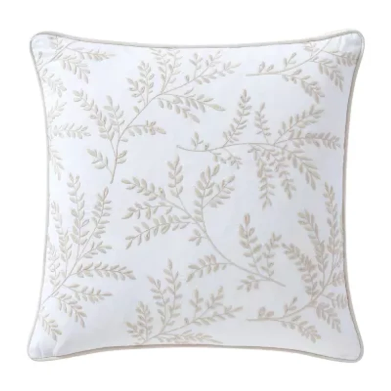 Martha Stewart Murray Leaves Embroidered 18x18 Square Throw Pillow