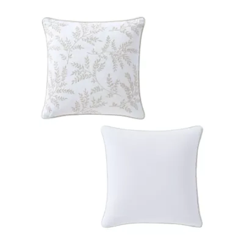 Martha Stewart Murray Leaves Embroidered 18x18 Square Throw Pillow