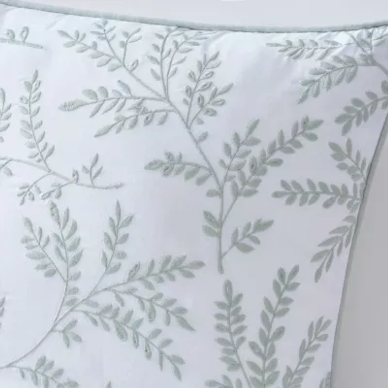 Martha Stewart Murray Leaves Embroidered 18x18 Square Throw Pillow