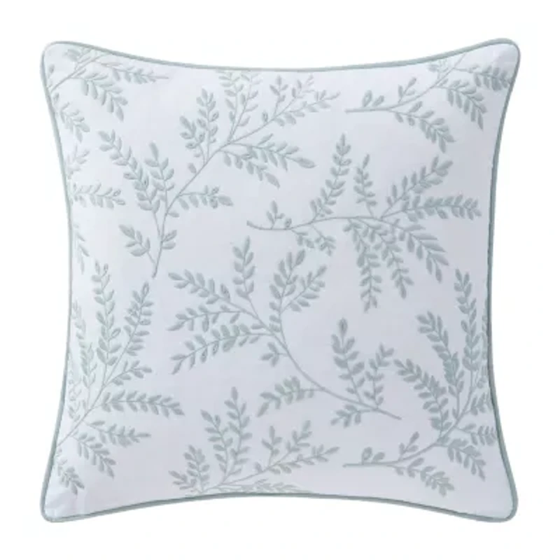 Martha Stewart Murray Leaves Embroidered 18x18 Square Throw Pillow
