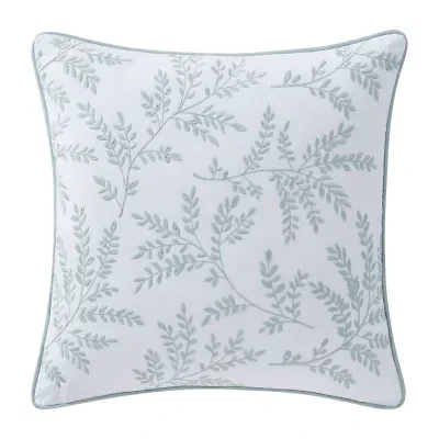 Martha Stewart Murray Leaves Embroidered 18x18 Square Throw Pillow