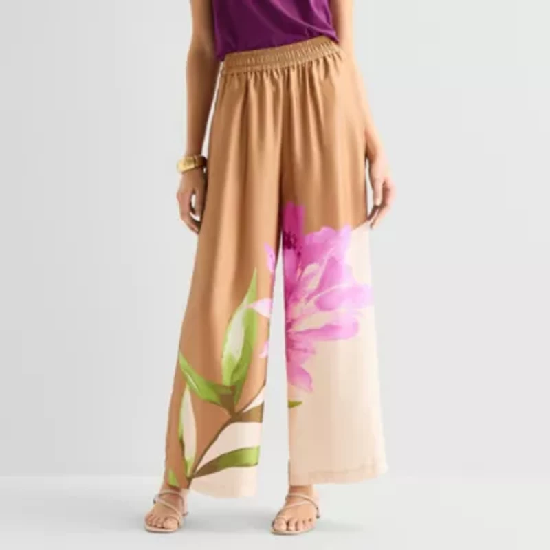 Worthington Womens Wide Leg High Rise Pull-On Pant