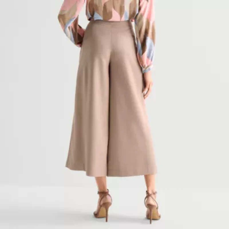 Worthington Womens Wide Leg High Rise Cropped Pant