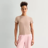 Worthington Womens Crew Neck Short Sleeve T-Shirt