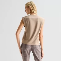 Worthington Womens Crew Neck Sleeveless Blouse