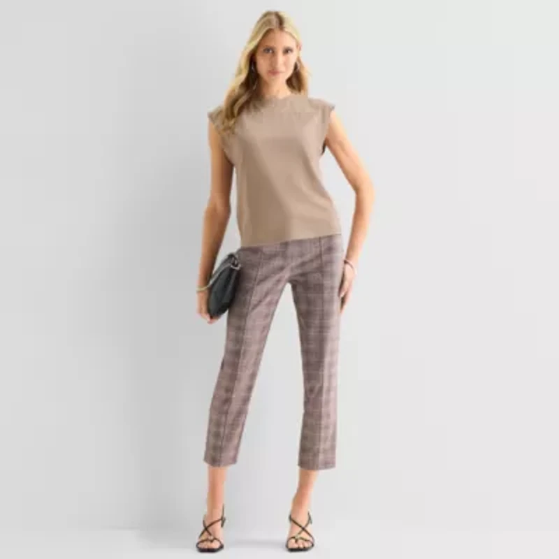 Worthington Womens Crew Neck Sleeveless Blouse