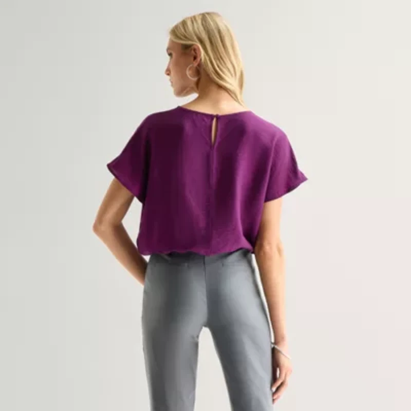 Worthington Womens Short Sleeve Blouse