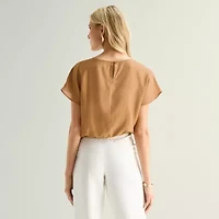 Worthington Womens Short Sleeve Blouse