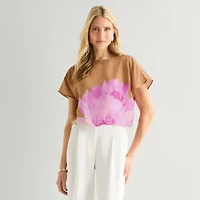 Worthington Womens Short Sleeve Blouse