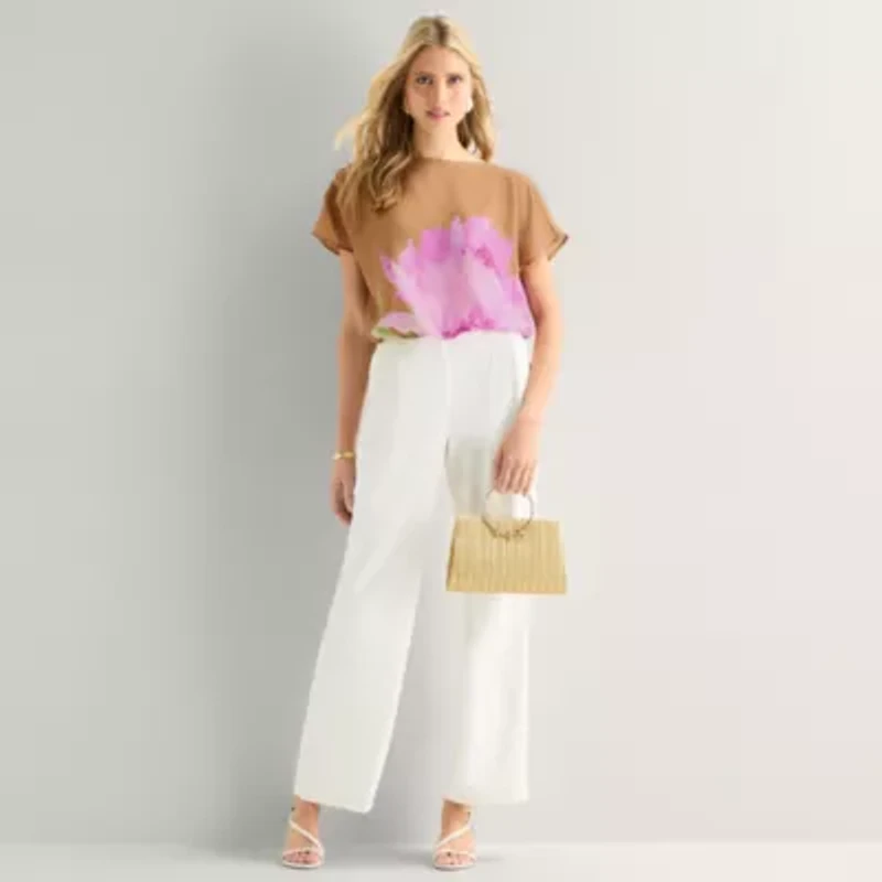 Worthington Womens Short Sleeve Blouse