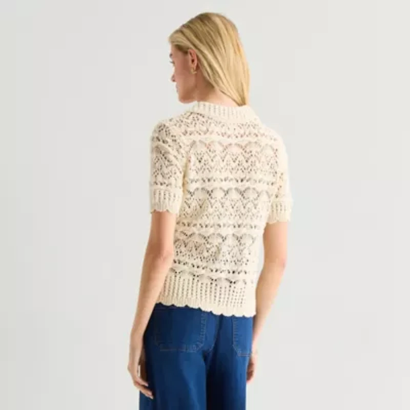 a.n.a Womens Short Sleeve Pullover Sweater