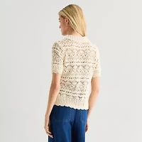 a.n.a Womens Short Sleeve Pullover Sweater