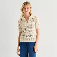a.n.a Womens Short Sleeve Pullover Sweater