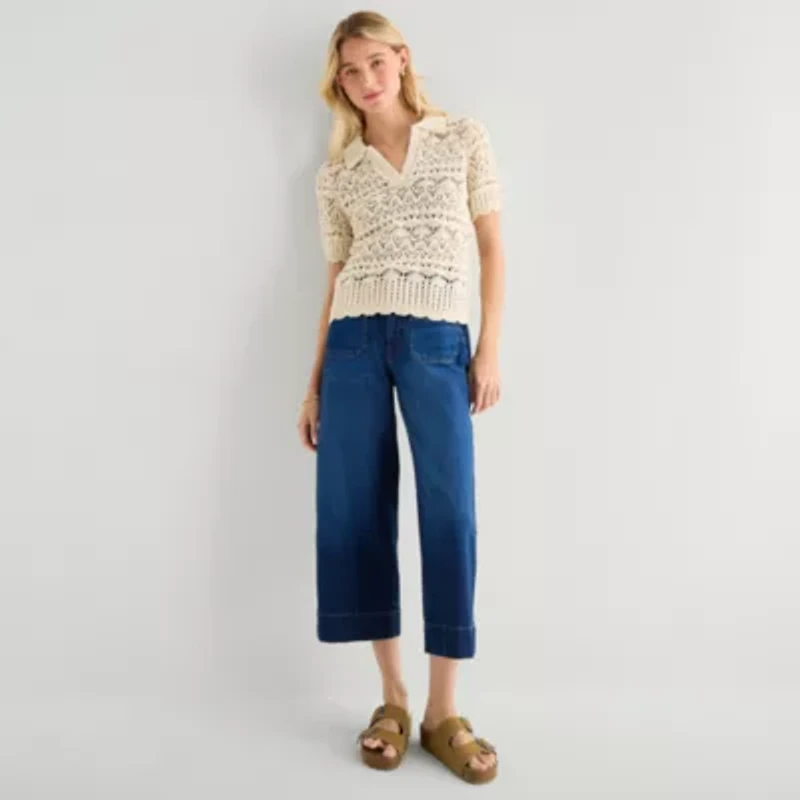 a.n.a Womens Short Sleeve Pullover Sweater