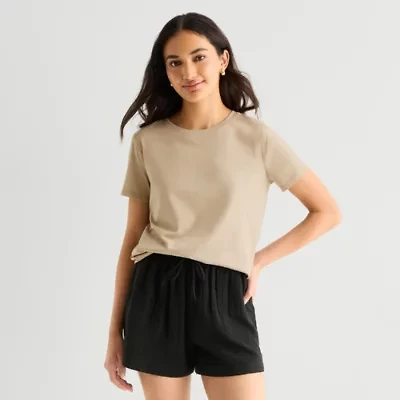 a.n.a Womens Easy-on + Easy-off Crew Neck Short Sleeve Adaptive T-Shirt