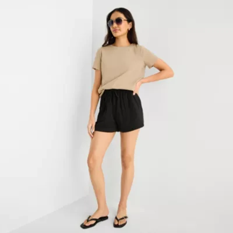 a.n.a Womens Easy-on + Easy-off Crew Neck Short Sleeve Adaptive T-Shirt