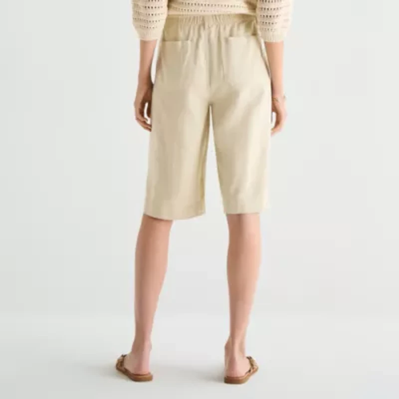 a.n.a Womens Linen Blend Patch Pocket Cropped Pant