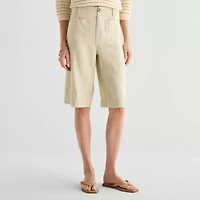 a.n.a Womens Linen Blend Patch Pocket Cropped Pant