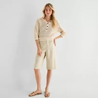 a.n.a Womens Linen Blend Patch Pocket Cropped Pant