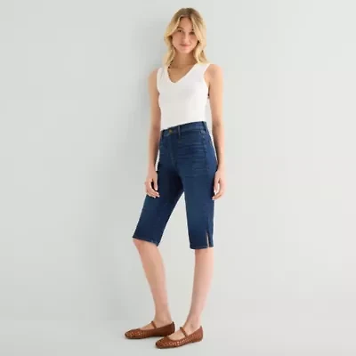 a.n.a Welt Pocket Womens High Rise Split Hem Cropped Jean