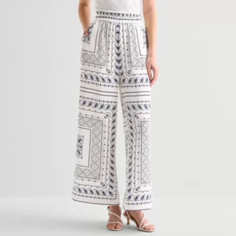 Worthington Womens Wide Leg Mid Rise Trouser