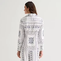 Worthington Womens Cuffed Long Sleeve Slim Fit Button-Down Shirt