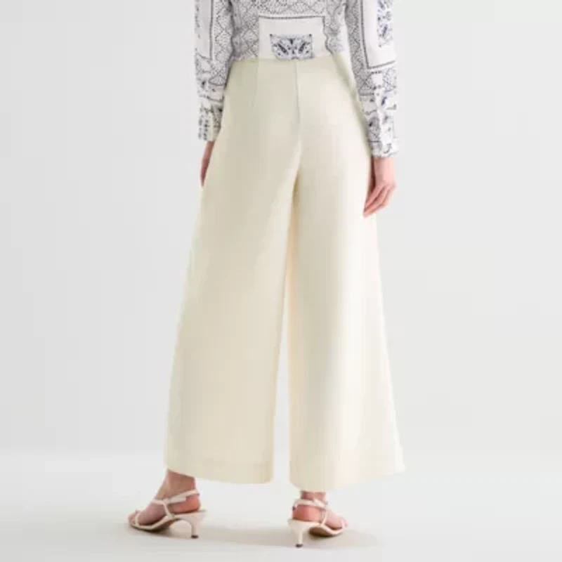 Worthington Womens Wide Leg High Rise Pleated Pant