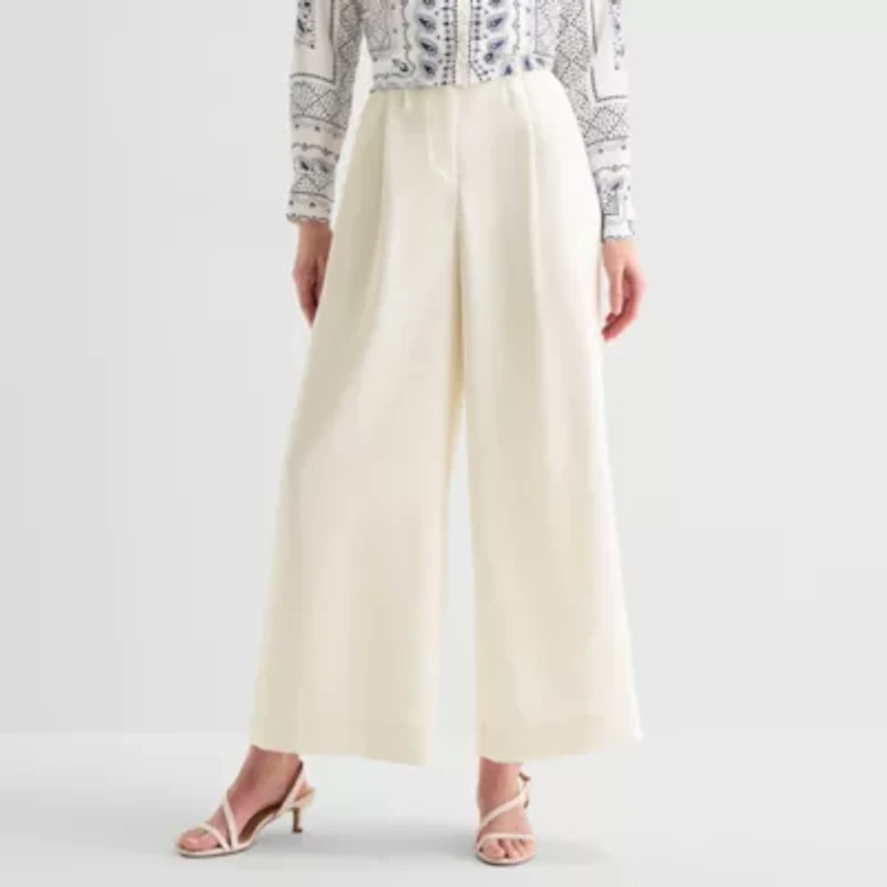 Worthington Womens Wide Leg High Rise Pleated Pant