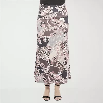 24seven Comfort Apparel Womens Mid Rise Long A-Line Skirt