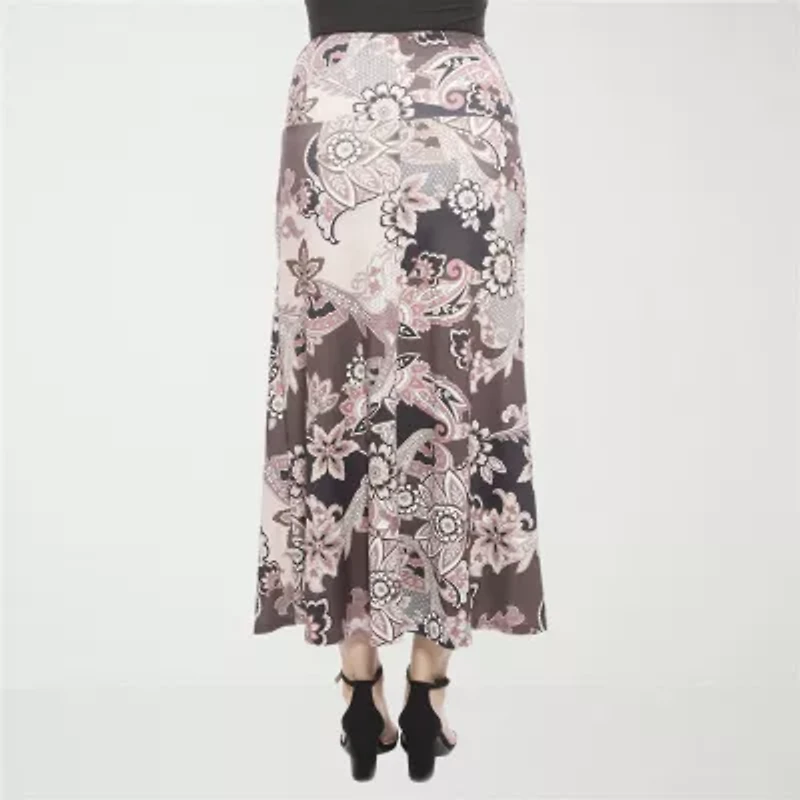 24seven Comfort Apparel Womens Mid Rise Long A-Line Skirt