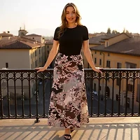 24seven Comfort Apparel Womens Mid Rise Long A-Line Skirt