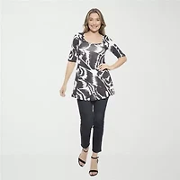 24seven Comfort Apparel Womens Scoop Neck Elbow Sleeve Tunic Top