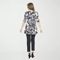 24seven Comfort Apparel Womens Scoop Neck Elbow Sleeve Tunic Top