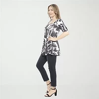 24seven Comfort Apparel Womens Scoop Neck Elbow Sleeve Tunic Top