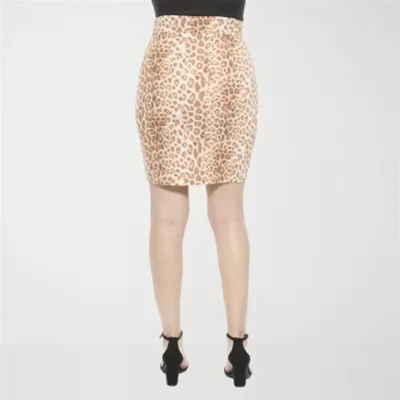 24seven Comfort Apparel Womens Mid Rise Stretch Fabric Pencil Skirt