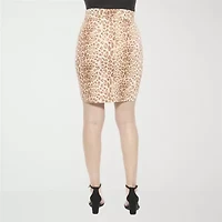 24seven Comfort Apparel Womens Mid Rise Stretch Fabric Pencil Skirt