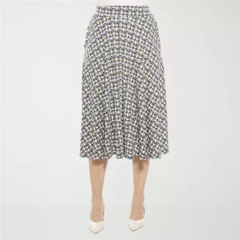 24seven Comfort Apparel Womens Mid Rise Midi A-Line Skirt