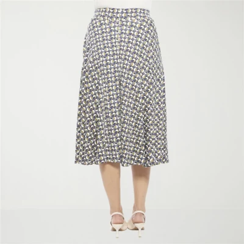 24seven Comfort Apparel Womens Mid Rise Midi A-Line Skirt