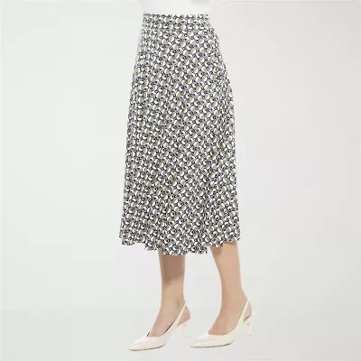 24seven Comfort Apparel Womens Mid Rise Midi A-Line Skirt