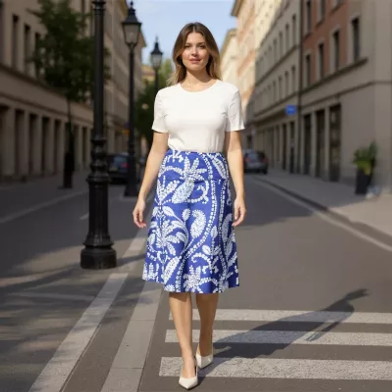 24seven Comfort Apparel Womens Mid Rise A-Line Skirt