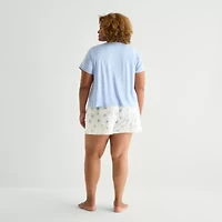 Ambrielle Womens V-Neck Short Sleeve 3-pc. Plus Pajama Sets