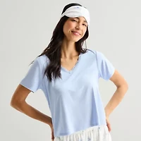 Ambrielle Womens V-Neck Short Sleeve 3-pc. Pajama Sets
