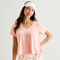 Ambrielle Womens V-Neck Short Sleeve 3-pc. Pajama Set