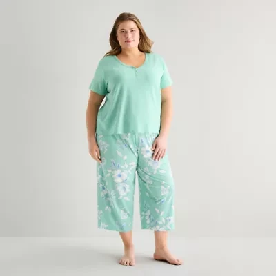 Liz Claiborne Womens Short Sleeve Plus Pajama Sets