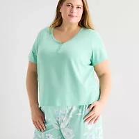 Liz Claiborne Womens Short Sleeve Plus Pajama Sets